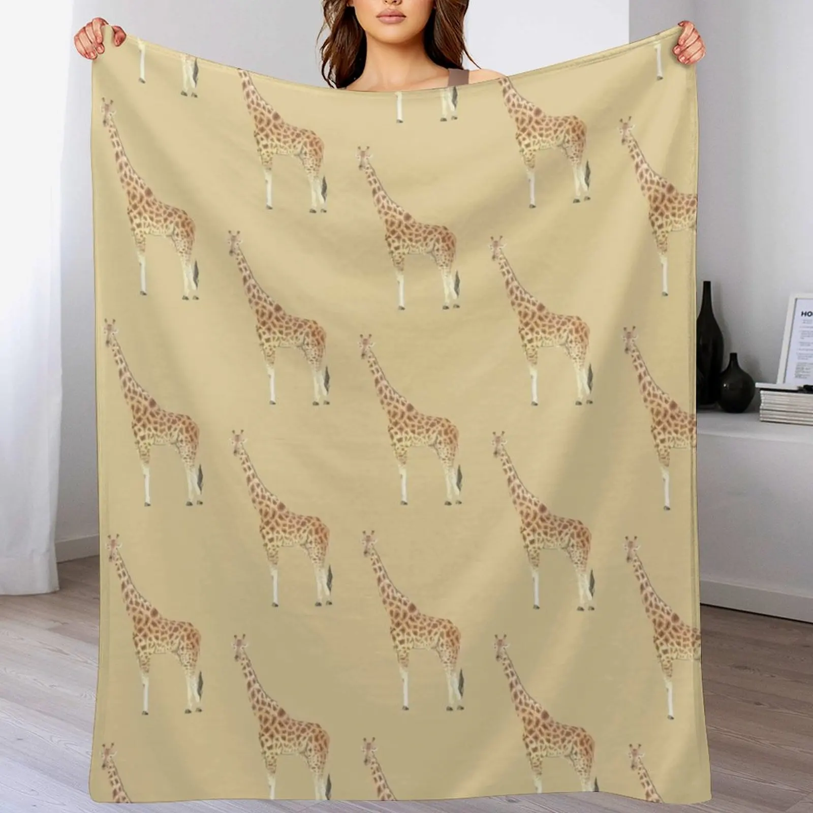 

Watercolor Giraffe Throw Blanket For Sofa Thin Camping Bed linens Soft Big Blankets