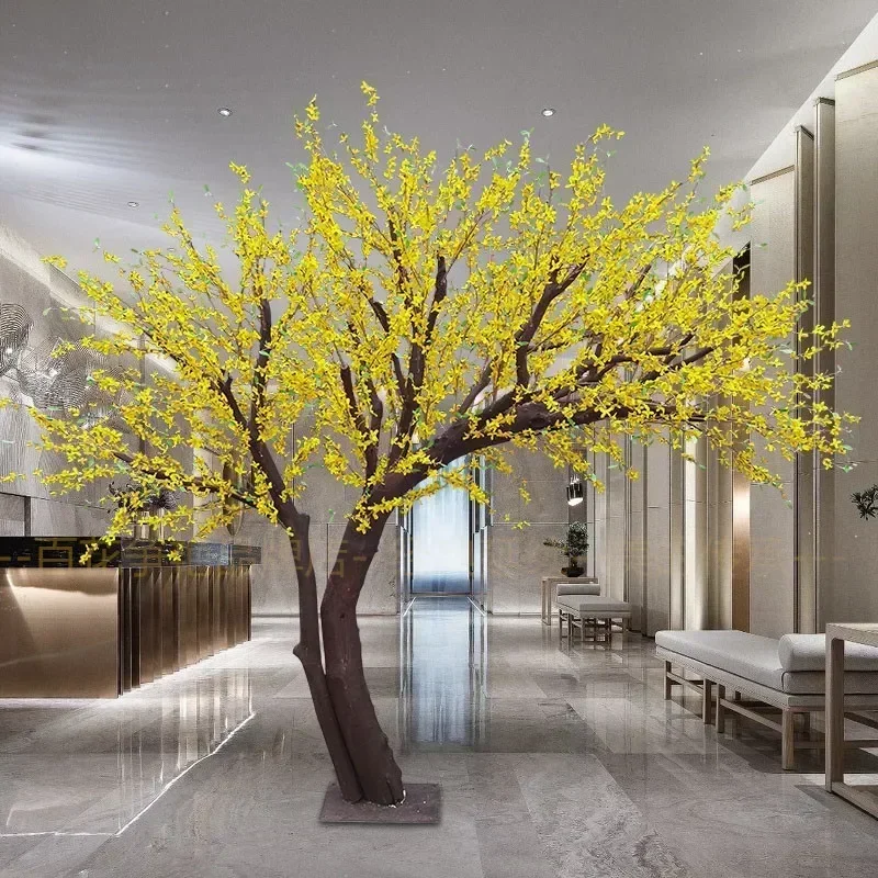 A48 Simulation Winter Jasmine Tree Yellow Plant Fake Trees Large Indoor Living Room Ground Floriculture Happiness Tree Decoratio