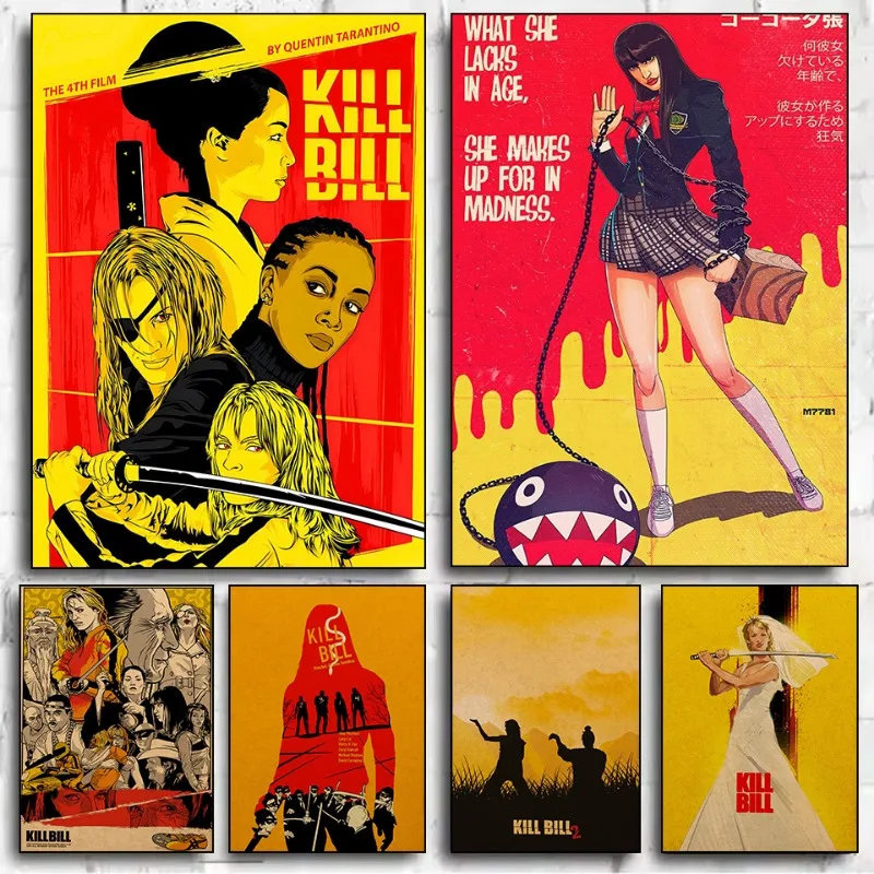 Kill Bill Classic Movies Poster Print Canvas Art Pictures Home for Living Room and Bedroom Wall Modern Decor Frameless