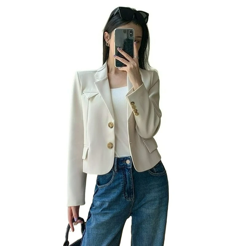 

Women's Fashion and Comfortable Short Small Blazer Spring and Autumn New Beige Casual Small High-end and Thin Small Suit