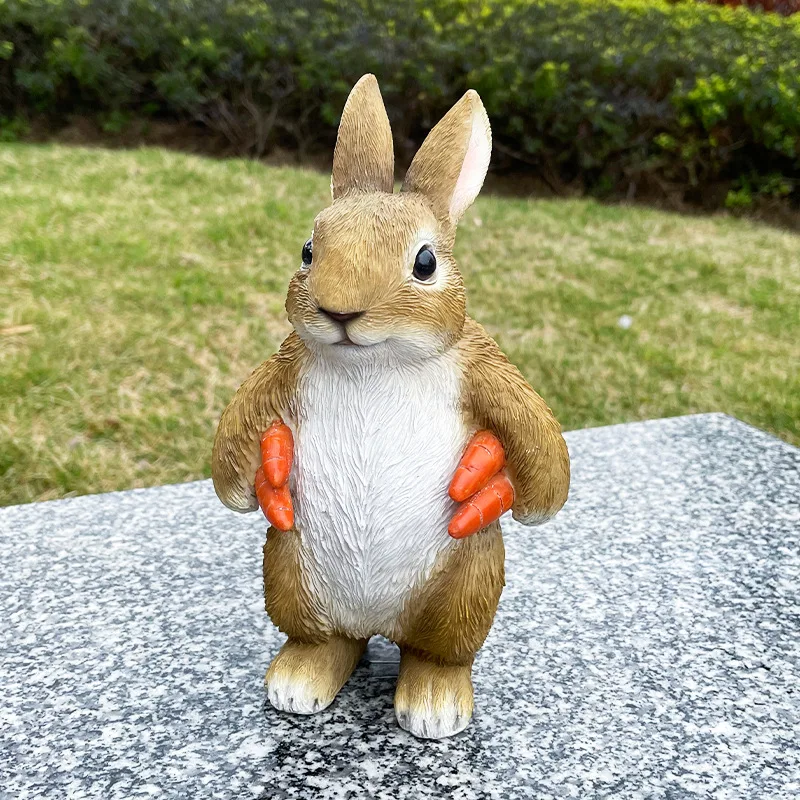 

Rabbit Garden Statue Decor Resin Animal Sculpture Cute Outdoor Yard Art Cartoon Bunny Figurine Patio Lawn Flower Bed Decoration