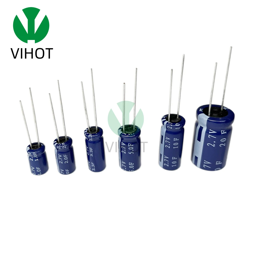 2PCS 2.7V Cylindrical Ultra Super Farad Capacitor High Power Supercap 1F 2F 3.3F 5F 10F 20F Vehicle Traveling Data Recorder