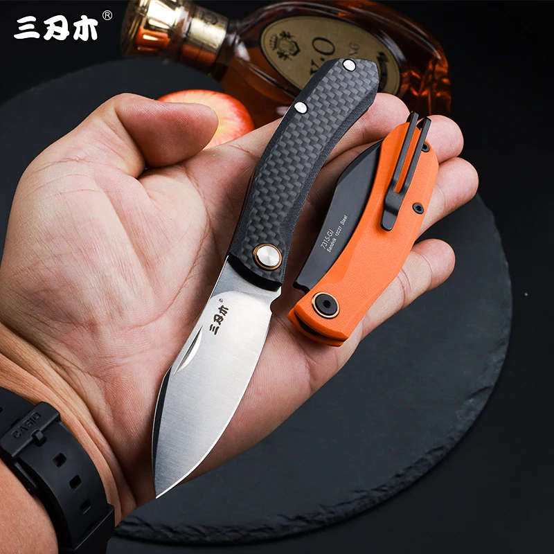 SANRENMU 7315 12C27 Blade Pocket Folding Knife Outdoor Camping CutFruit Hunting Portable Personality EDC Rescue Tool Knives