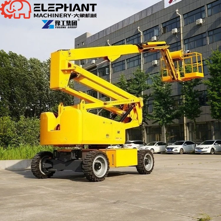 Cost-effective Electric Articulating Boom Lift Aerial Work Platform 14.2m Working Height 230kg Capacity Motor Towable For