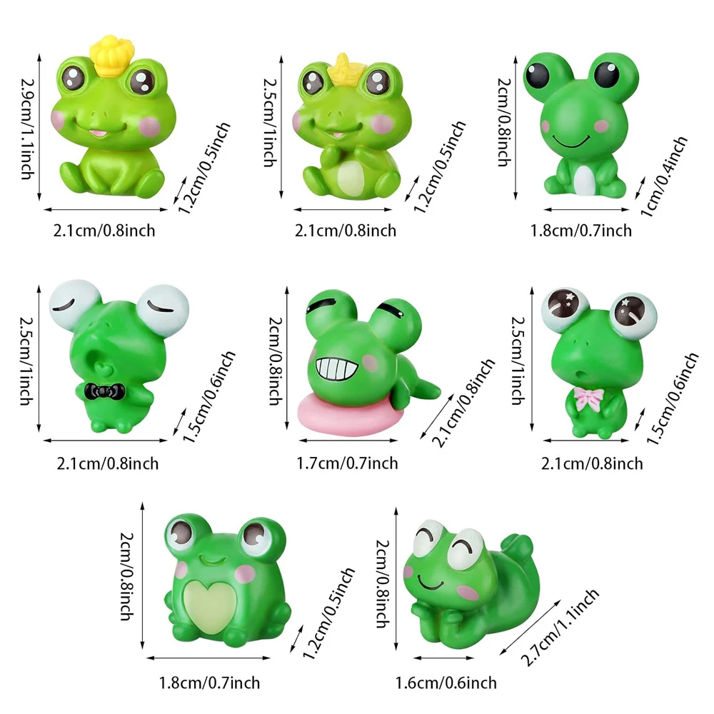 4/8pcs Mixed Cute Resin Frog Miniature, Mini Figurines for Fairy Garden Ornament, Micro Landscape DIY Craft Decoration