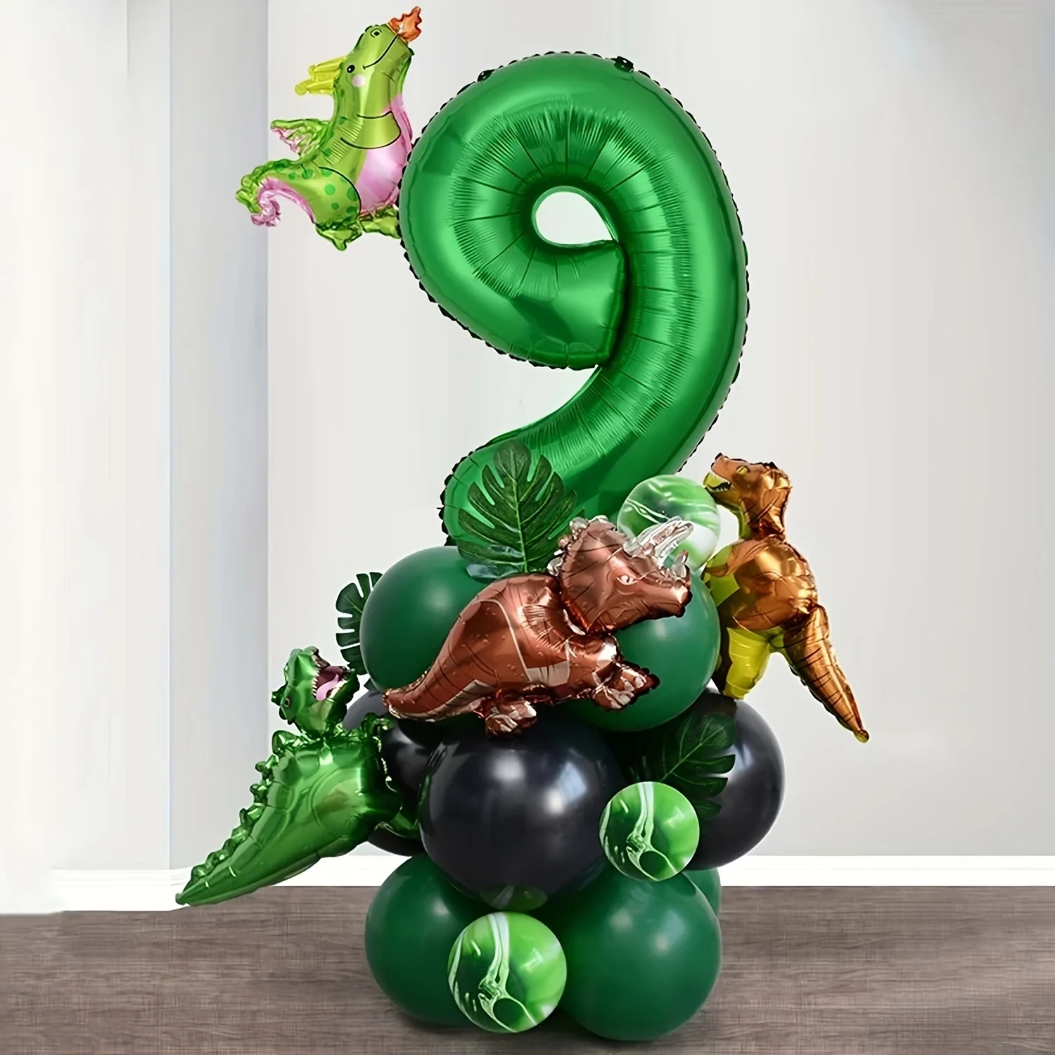 25pcs/set 32 inch green numbers 0-9 Jurassic Park Dinosaur Theme Party Balloon Column Set