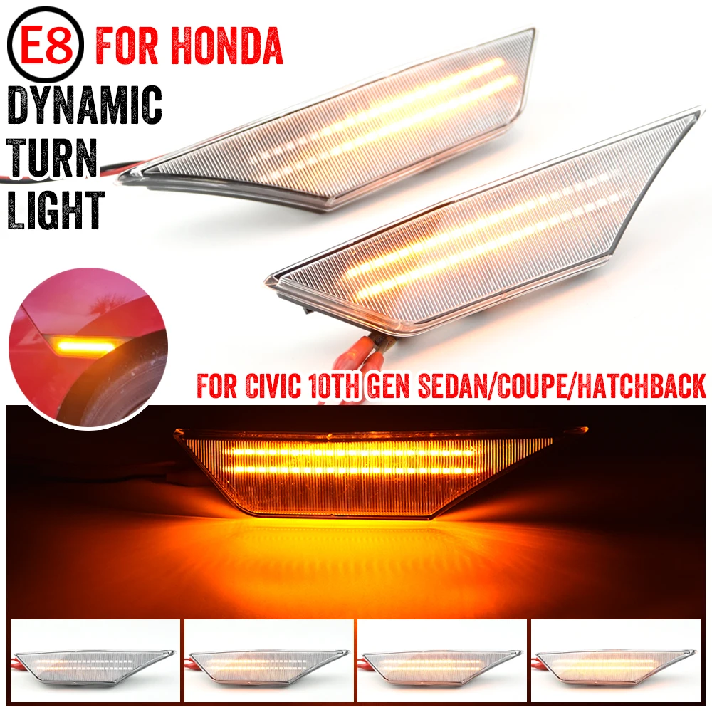 

Car Side marker Lamps Dynamic Front Side Marker Light Kit Turn Signal Light for Honda Civic 10Th 2016 2017 2018