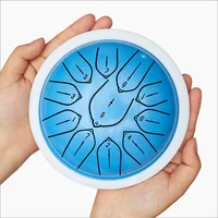Hluru Overtone Steel Tongue Drum 6 Inch 11 Notes Key D Tank Drum Glucophone Handpan Meditation Instrument for Kids Gifts 2