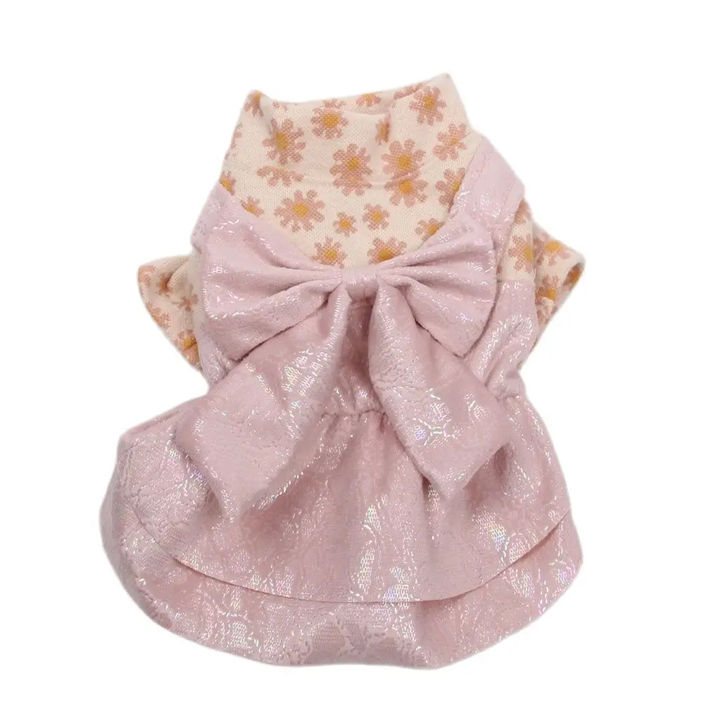 Princess Dog Cat Knited Dress Skirt Flowers Design Pet Puppy Autumn/Spring Outfit for Female Dogs Cats