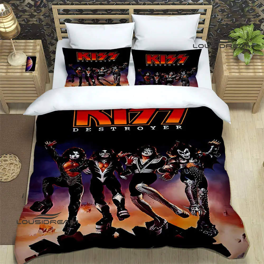 KISS band Printed Bedding Sets exquisite bed supplies set duvet cover bed comforter set bedding set luxury birthday gift