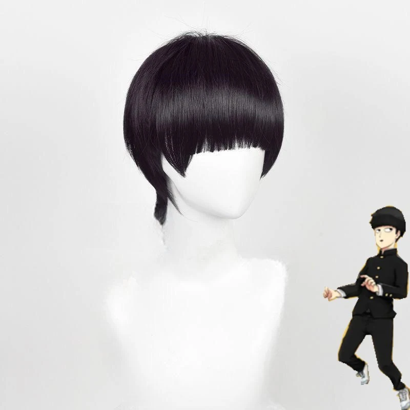 Anime Mob Psycho 100 Protagonist Wig Cover Man Daily Clothing Match Straight Bangs Pot Lid Head Mob Character Modeling Wig