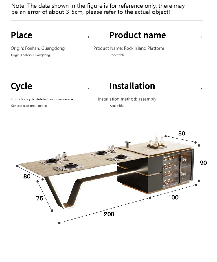 جزيرة المطبخ المتجانسة من الترافرتين، طاولة طعام ذات تصميم مرتفع وبار الإفطار، مقاومة للبقع ومتينة، فاخرة مخصصة