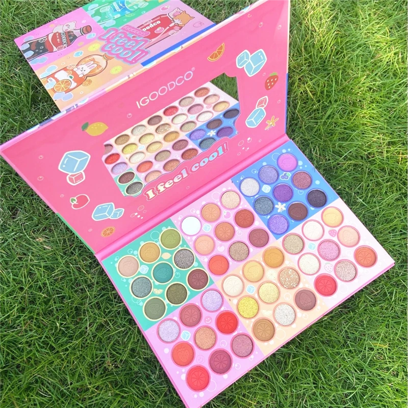 54 colori Cool Drinks Eyeshadow Palette con specchio Glitter paillettes Eye Shadow Blush Pigment trucco professionale per gli occhi del viso