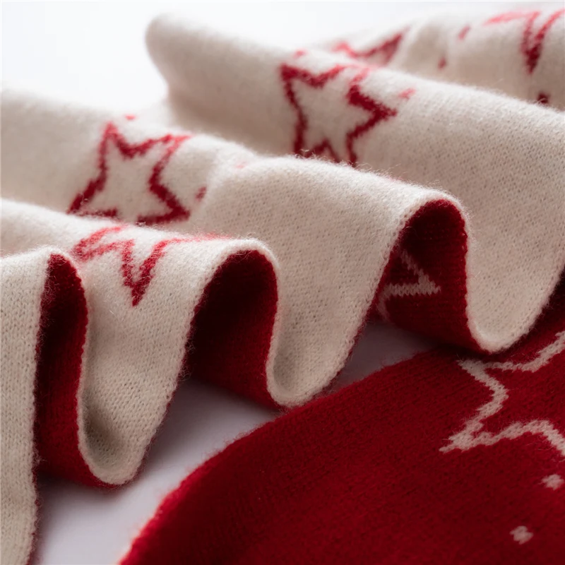 Wysokiej jakości szal damski ze 100% kaszmiru, ciepły zimowy szal dziergany, modny szal w stylu gwiazd, luksusowy, miękki i elastyczny, z dopasowaniem kolorów.