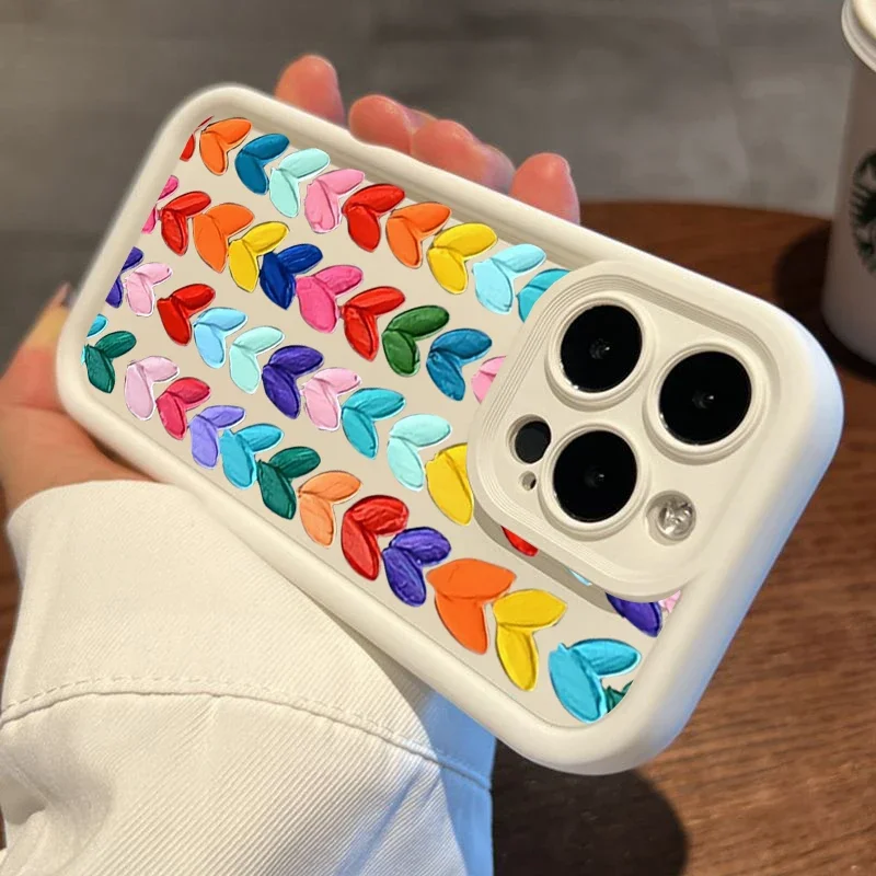 Colorful Love Heart Phone Case For iPhone 16 14 13 12 11 Pro Max XS XR X 7 8 Plus SE2020 Cover For iPhone 15 16 Pro Max Cases image 5
