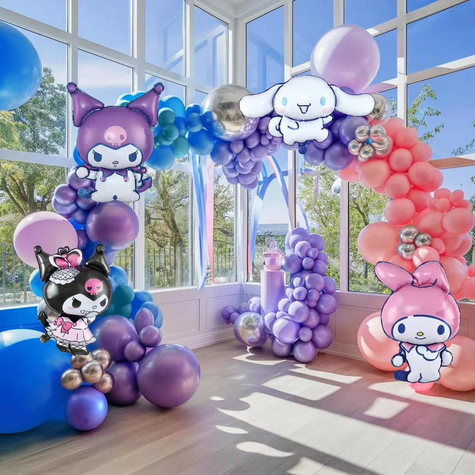 1Set Kawaii Anime  Balloon Set Kids Birthday Party Decoration Globos Cute Cartoon Hello Kitty Kuromi Baby Shower Supplies Gifts