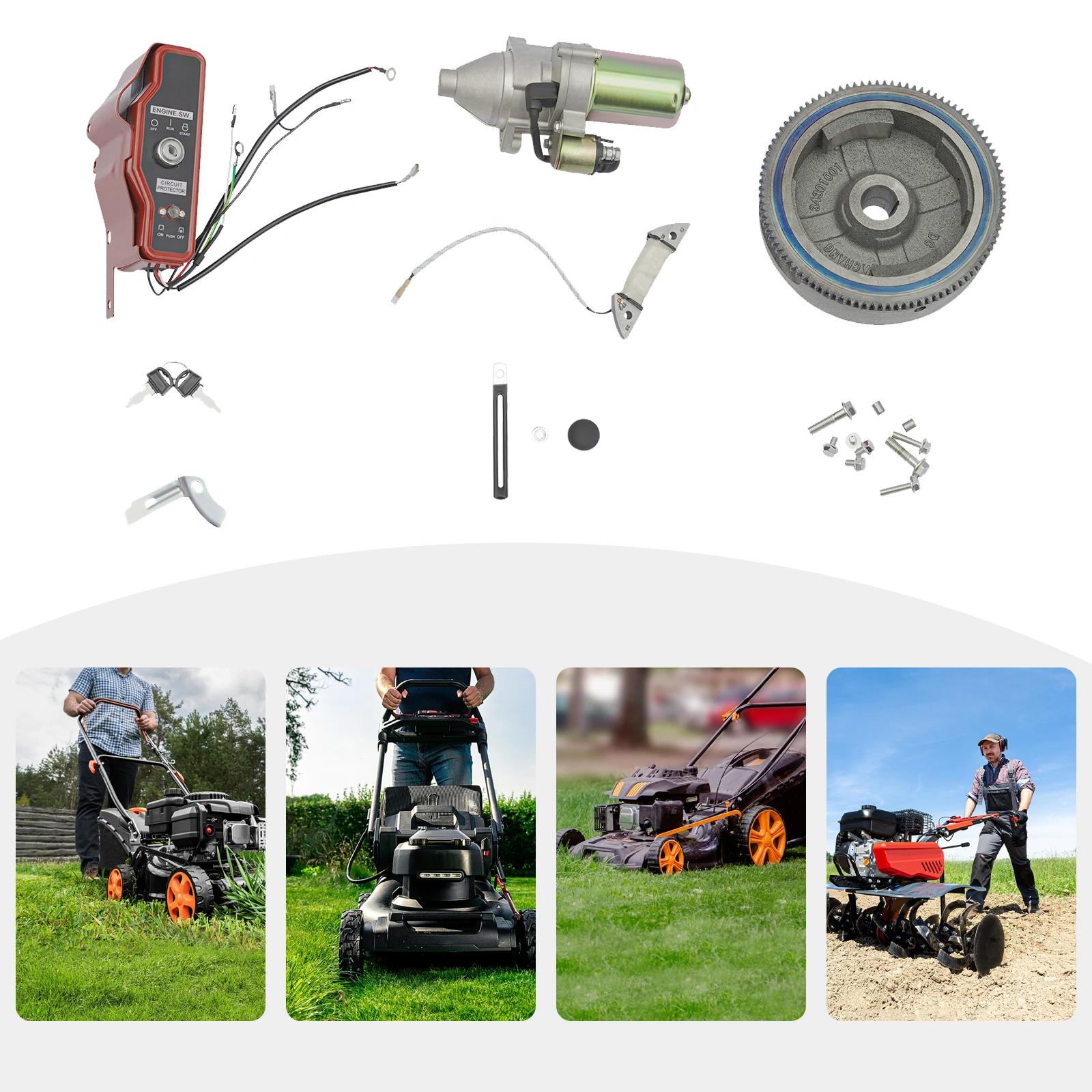 

Комплект электрического запуска, стартер с маховиком и коробкой переключателей, катушка зажигания для HONDA GX340 11HP GX390 13HP