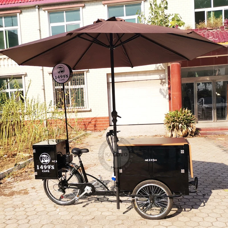 Europe Style 3 Wheel Coffee Tricycle Umbrella Coffee Bike Cafe Cart For Sale