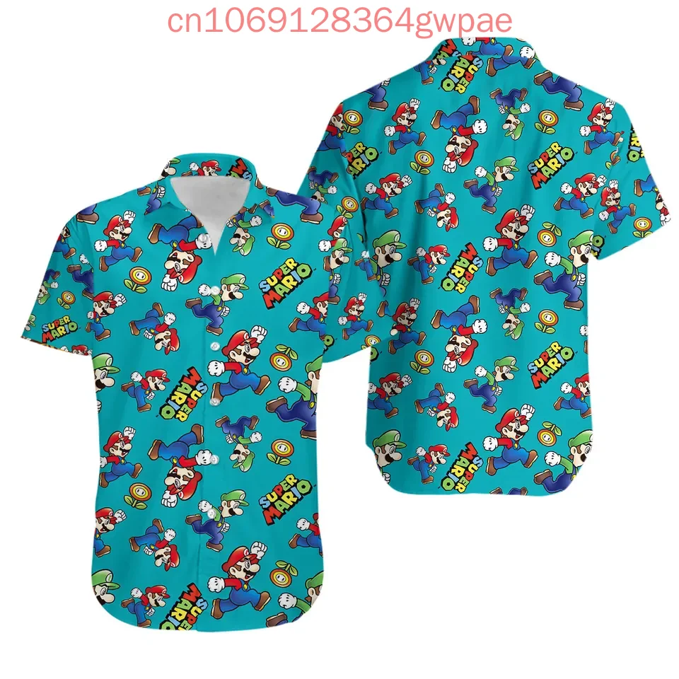 Super Mario Bowser Hawaiihemd Herren Damen Kinder Kurzarmshirt Sommer Casual Urlaub Strandhemd Mode Streetwear