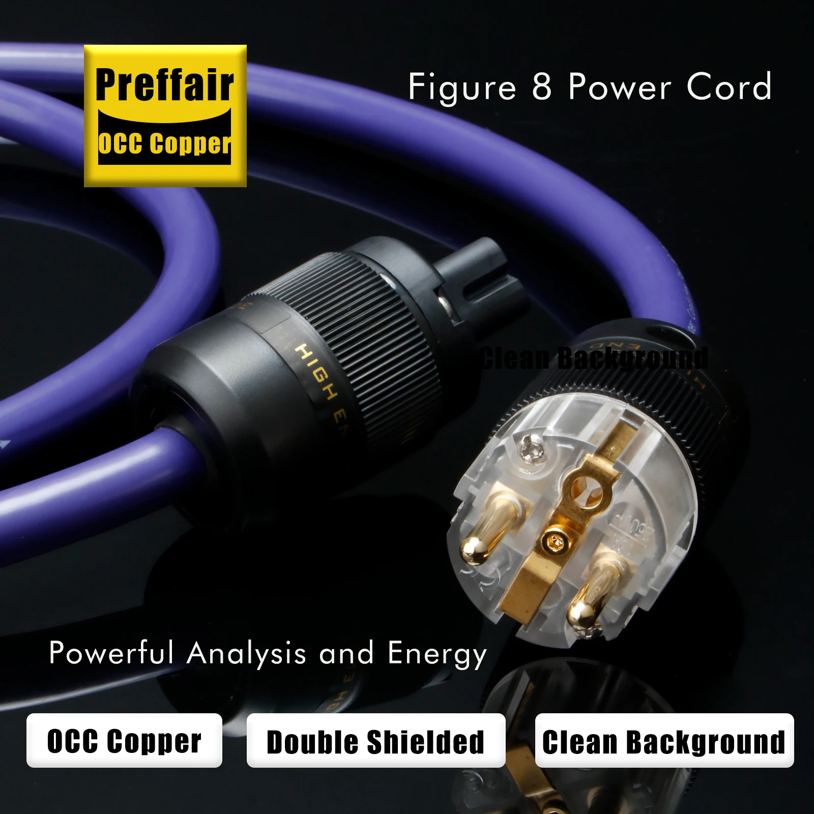 Preffair D523C878 Figure 8 IEC C7 Female Plug Cable US/ Schuko/AU Power Cord EU supply line electric audio extend cable
