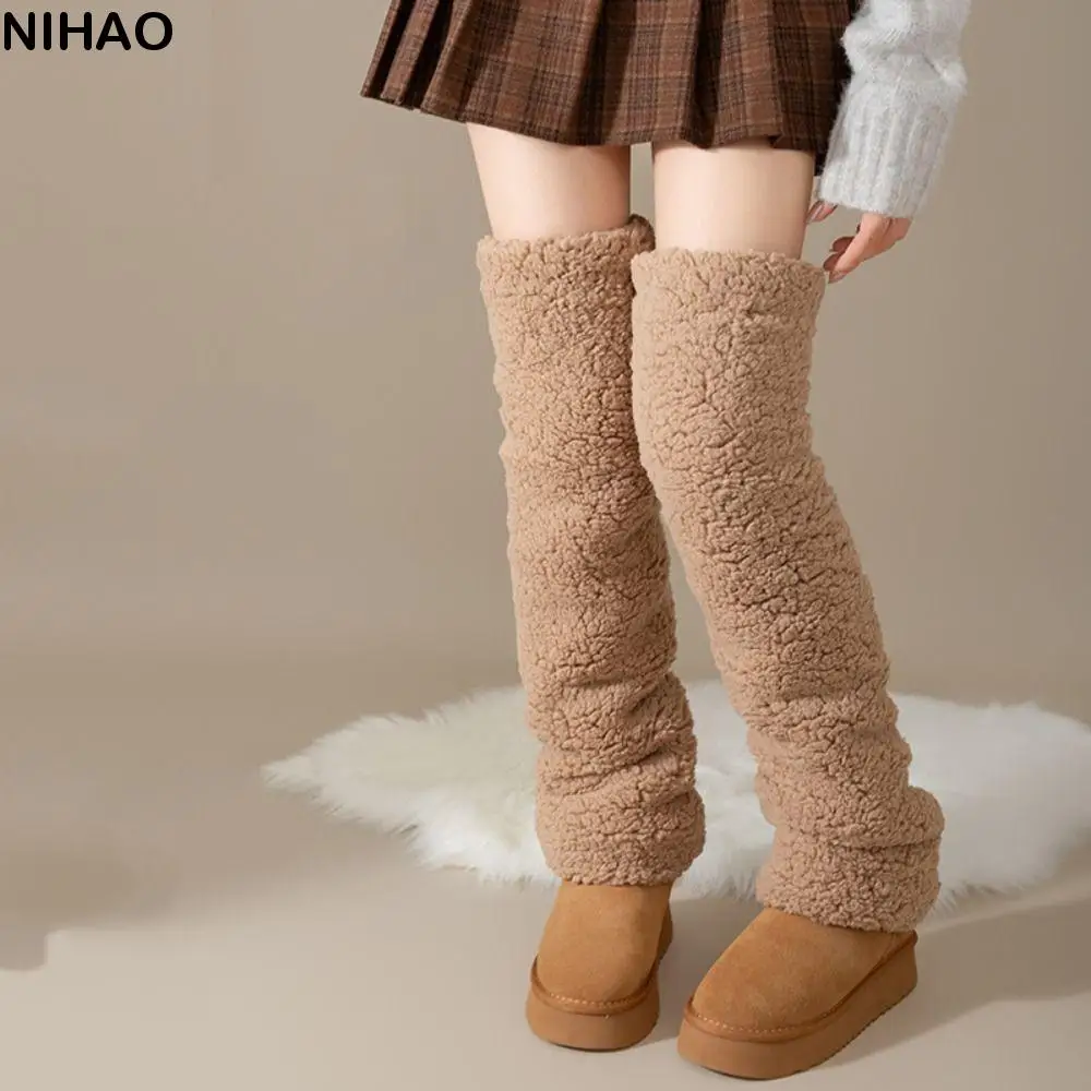 

Kawaii Thicken Warm Winter Foot Cover Simple Hosiery Floor Plush Stockings Leg Warmers Long Tube Sock Foot Warmer Winter