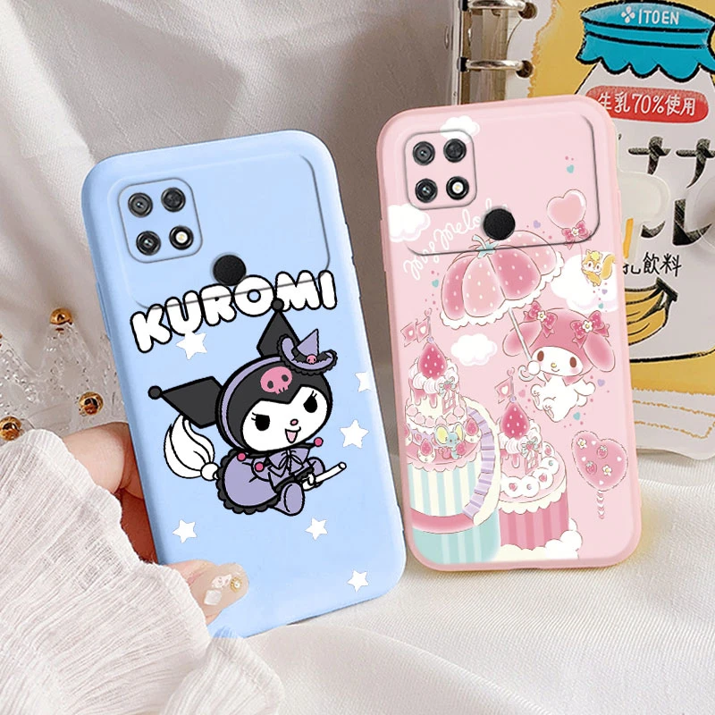 Cute Pink Sanrio Case For POCO C40 PocoC40 Back Cover Anime Cartoon Painted Soft Bumper TPU Funda Coque For POCO C40 Bags Kuromi