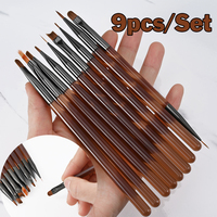 9pcs/Set Nail Brush Liner Stripe DIY Acrylic Painting Drawing Carving Pen UV Gel for Nail Art Design Tip Display Manicure Tools