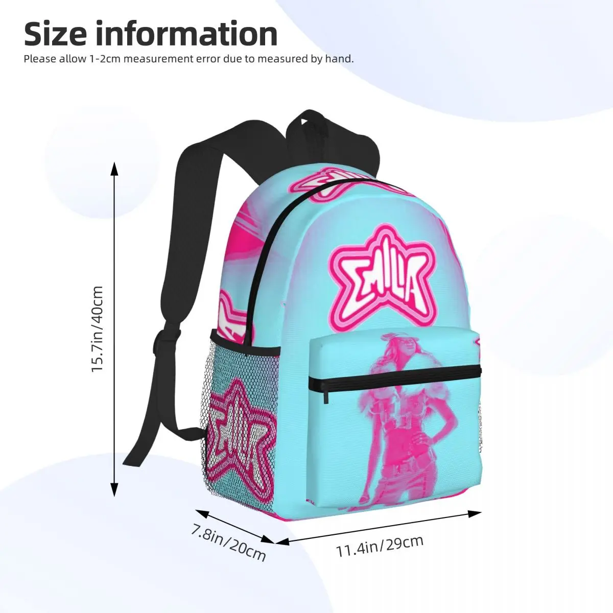 Emilia Mernes กระเป๋าเป้สะพายหลังนักเรียนกระเป๋านักเรียนเดินป่ากระเป๋าเดินทาง Daypack สําหรับชายหญิงแฟชั่น Bookbag กระเป๋าสะพาย