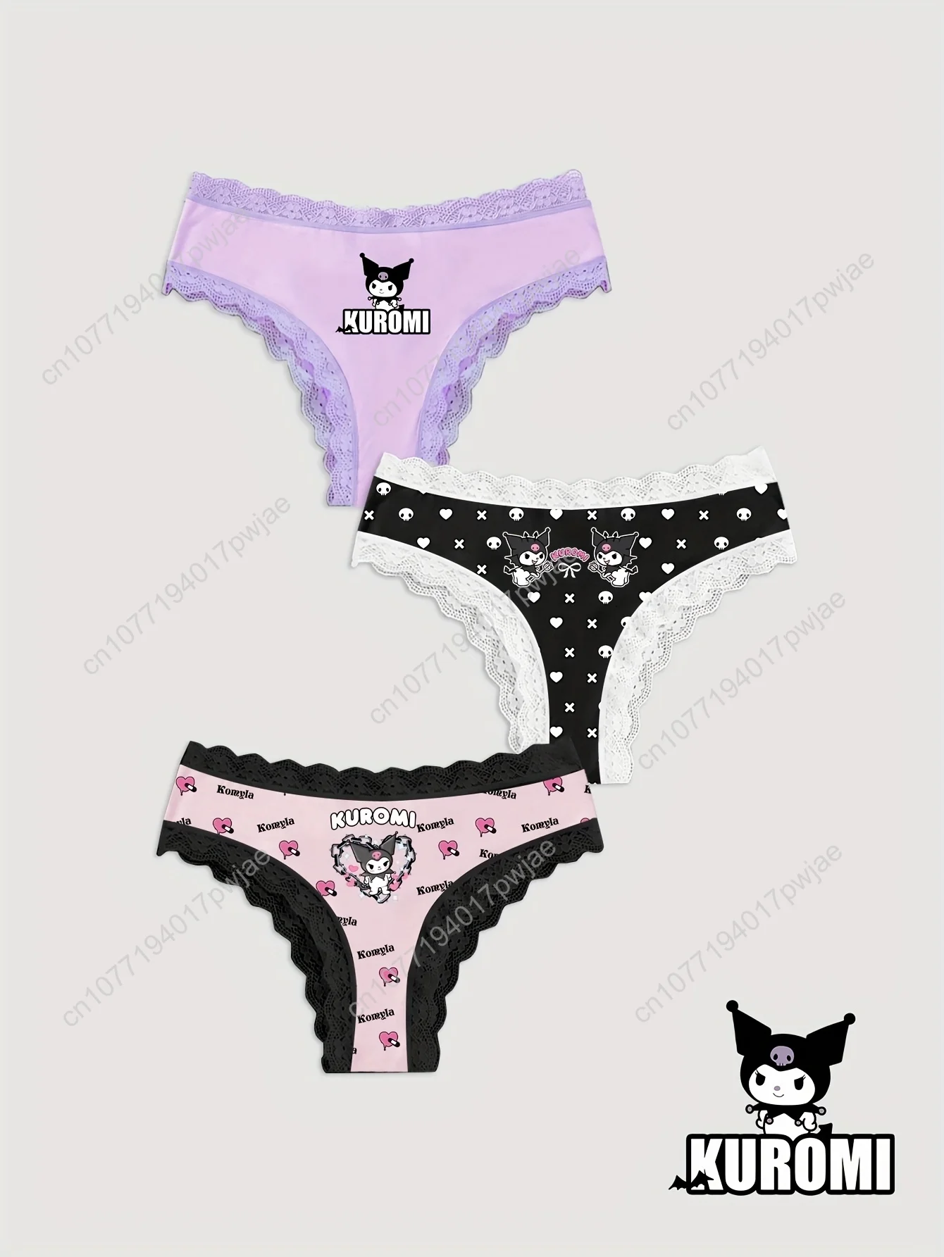

Sanrioom & Kuromi Women'S Underwear, Stylish Kuromi Design with Letters, Skulls, Hearts, And Cartoon P