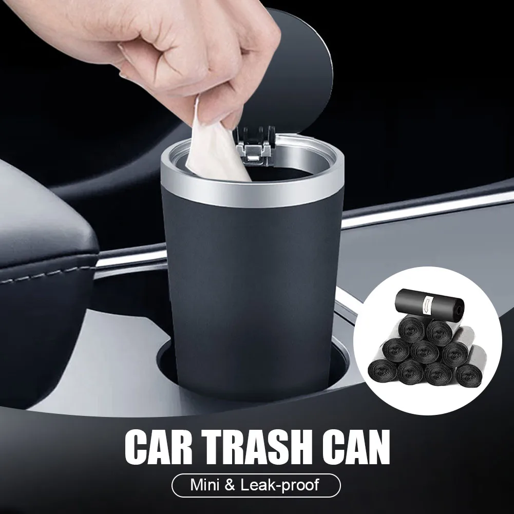 Car Trash Can Car Dustbin Waste Rubbish Basket Bin Organizer Storage Holder With Disposable Trash Bag Car Interior Accessories