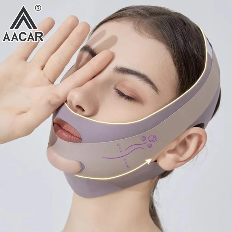 Cintura sollevabile con benda per il viso a V regolabile Riduce il doppio mento Scolpire il viso Maschera per il sonno Strumento per la cura della pelle del viso Nastri per il sollevamento del viso