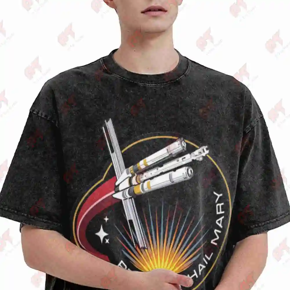 Project Hail Mary Mission Patch Vintage Washed Tee Pure Cotton T-Shirt