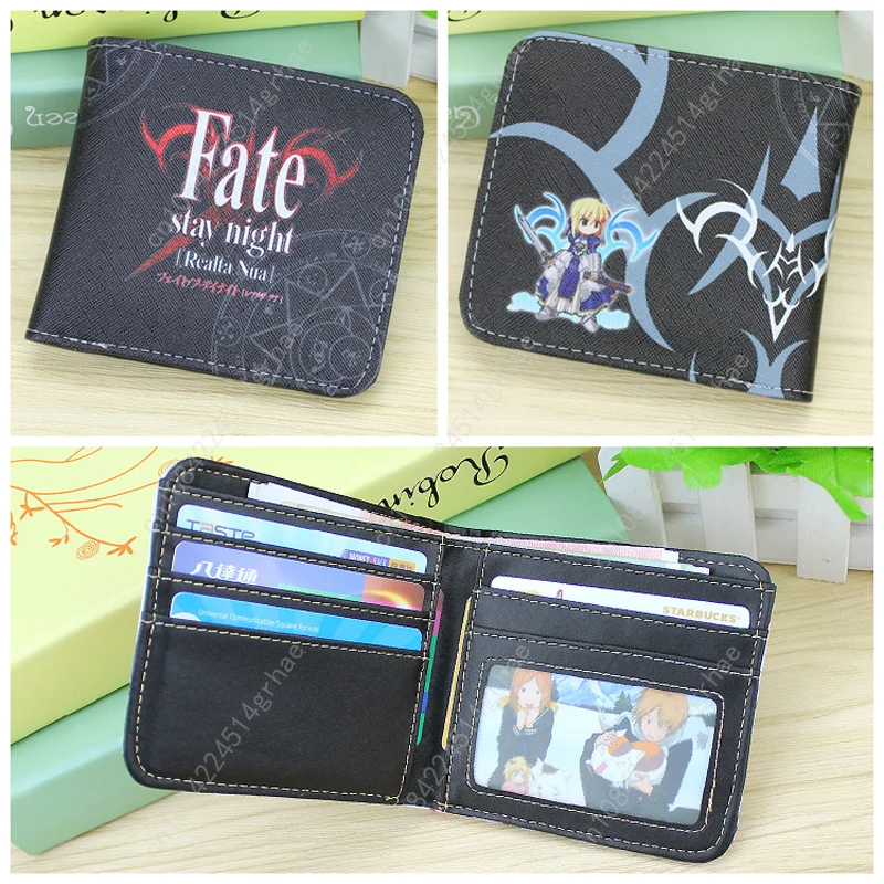 Anime Fate Stay Night Men's Short Wallets Fate Zero Saber Altria Pendragon Card Holders Women Purse