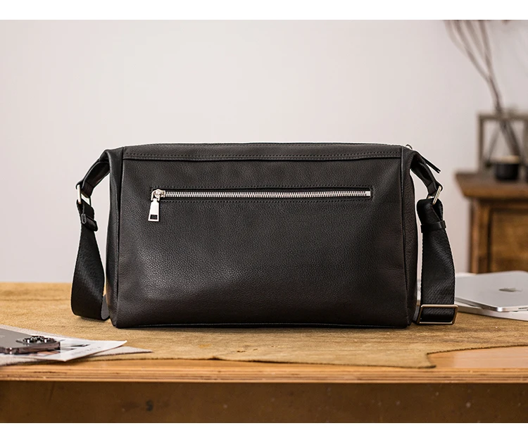 Vintage Casual Hochwertige Echtleder-Herren-Umhängetasche mit mehreren Taschen, handgefertigte Schultertasche aus Rindsleder mit großem Fassungsvermögen – Detail 10