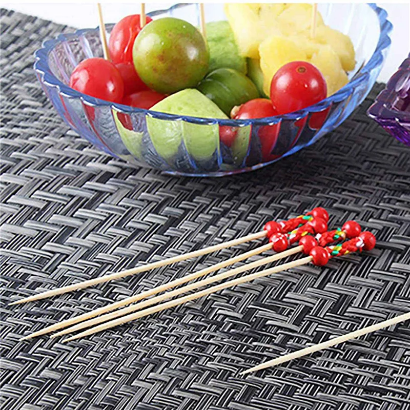 ABWR-600Pcs palitos de fruta de bambú, palillos de dientes de madera para fiesta Tapas Nibbles sándwich Canapes aperitivo brocheta de fruta barbacoa