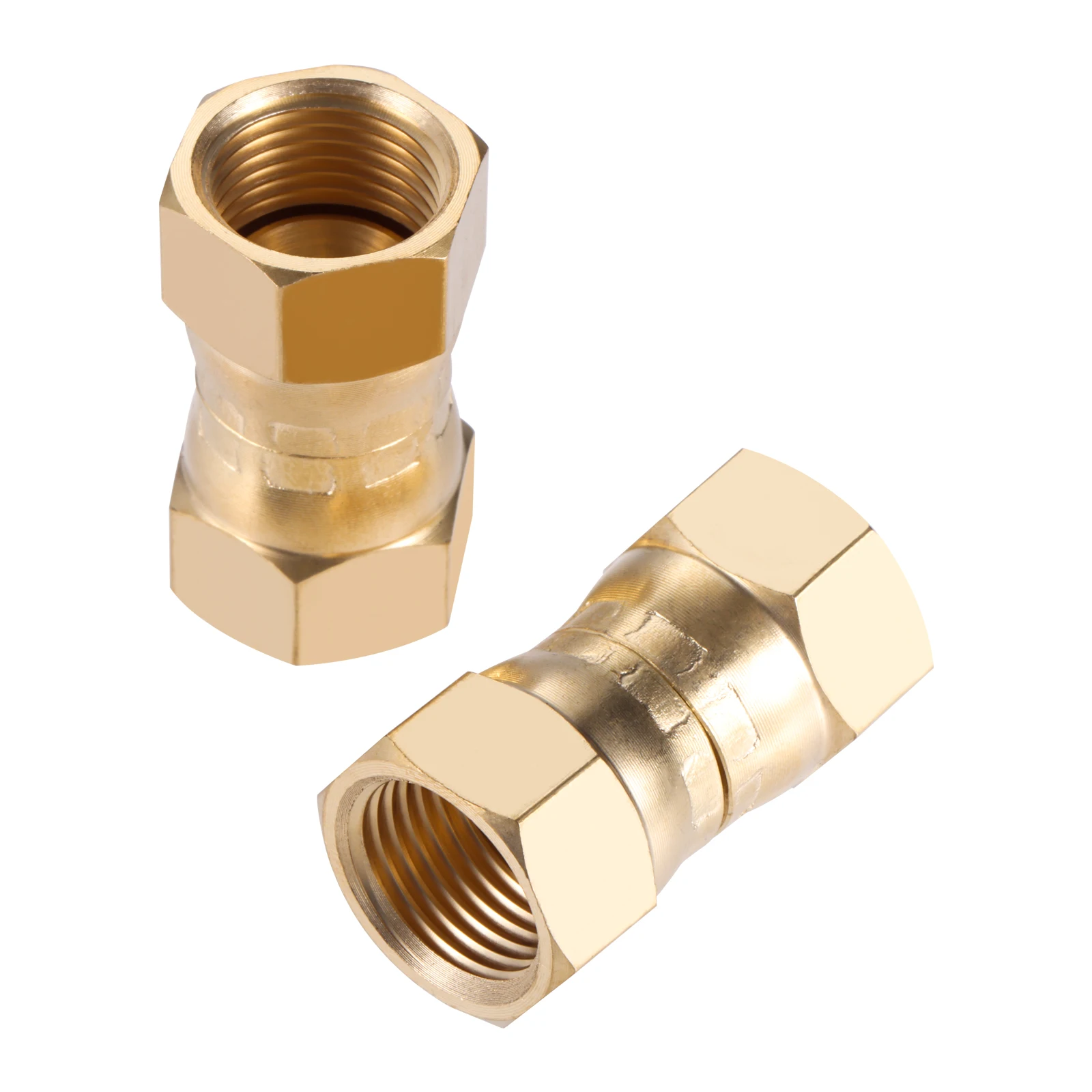 

2pcs Solid Brass Female Flare by 3/8" Female Flare Swivel Adapter LP/Natural Gas Pipe Valve Connector Piping Conversion Fittings