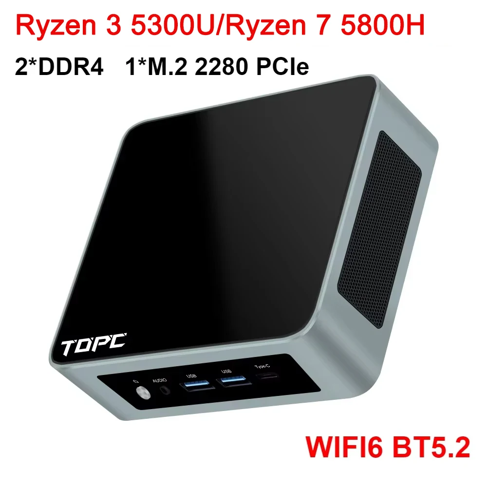 SZBOX TOPC Ryzen 3 5300U/Ryzen 7 5800H Mini PC Windows 11 Pro DDR4 Dual Channel M.2 NVMe SSD Wifi6 BT5.2 Desktop Computer