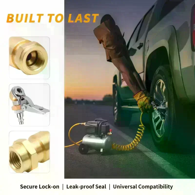 Heavy Duty Brass Tire Valve Clip Air Chuck Quick Connect Inflation Nozzle For Car Truck Tire Inflator Tool