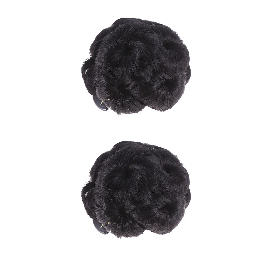 

2pcs Hair Bun Clips Flower Design Volume Updo Fixator For Women Ponytail Chignon Extension Scrunchy Hairpiece False Braid Donut