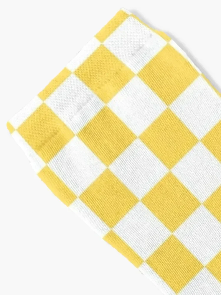 Mustard Yellow And White Checkerboard Pattern Socks Lots with print fashionable sports stockings Luxury Woman Socks Men's