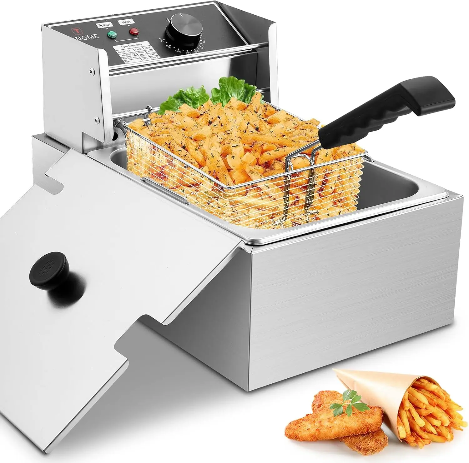 

10L/12.7QT 1700W Electric Deep Fryer with Basket, 0.7mm Thickened Stainless Steel, Large Capacity for Home and Commercial Use