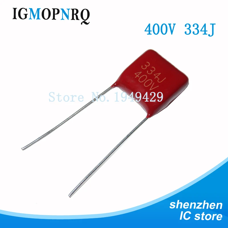 Neuer 10 teile/los cbb Kondensator 400 0,33 v 334j uf 330nf p10 v334j cl21 metalli sierter Polypropylen film kondensator abstand 10mm