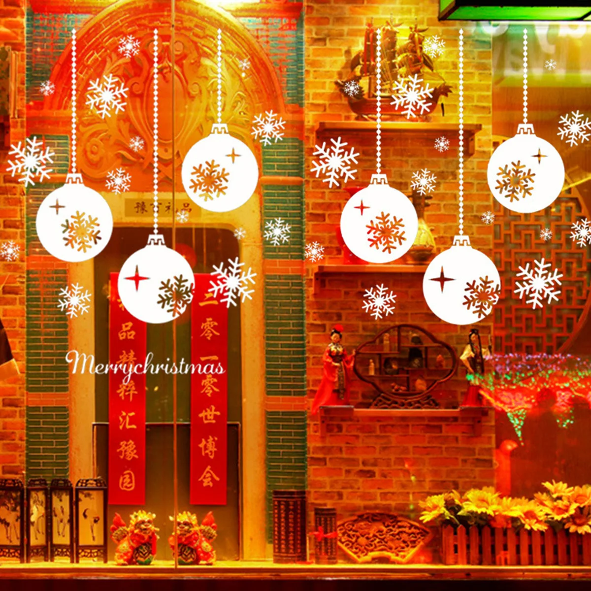 

Christmas Window Decals Snowflake Pattern Eco-Friendly for Home Office Living Room Bedroom Decorations Wall Stickers