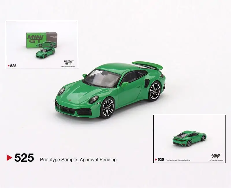 

TSM MINI GT 1:64 #525 911 Turbo S Python Green Die-cast alloy car model collection display gifts