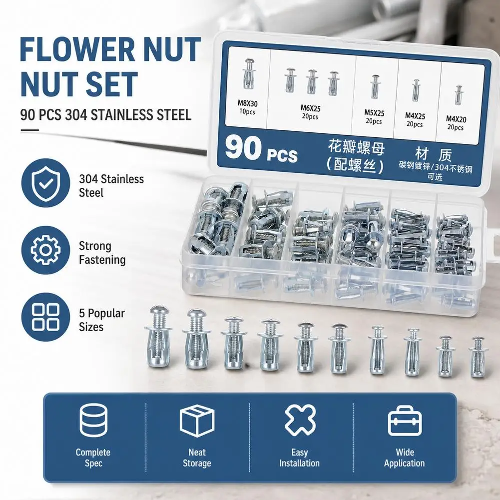 Petal Screw Jack Nuts Screw Anchors Petal Expansion Plugs for Curtain Expansion Clamp Petal Rivet Lock Bolt Board Wall Fasteners
