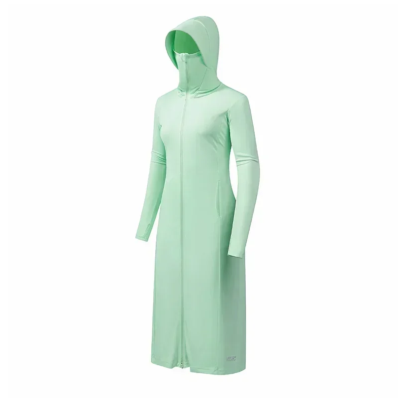 Camisa Feminina de Proteção Solar UPF 50+ para Caminhada ao Ar Livre, Leve, Manga Longa, Casaco de Proteção Solar, Vestido de Praia de Verão com Zíper