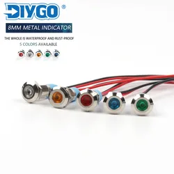 1 ADET 8mm Metal LED Uyarı gösterge ışığı Su Geçirmez Sinyal Lambası Pilot Teller anahtarı 3/6/12/24/110/220 V Kırmızı/Sarı/Mavi/Yeşil