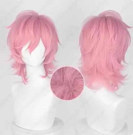 Anime Ayato Yuri Cosplay Wig 36cm Pink Short Wigs Heat Resistant Synthetic Hair