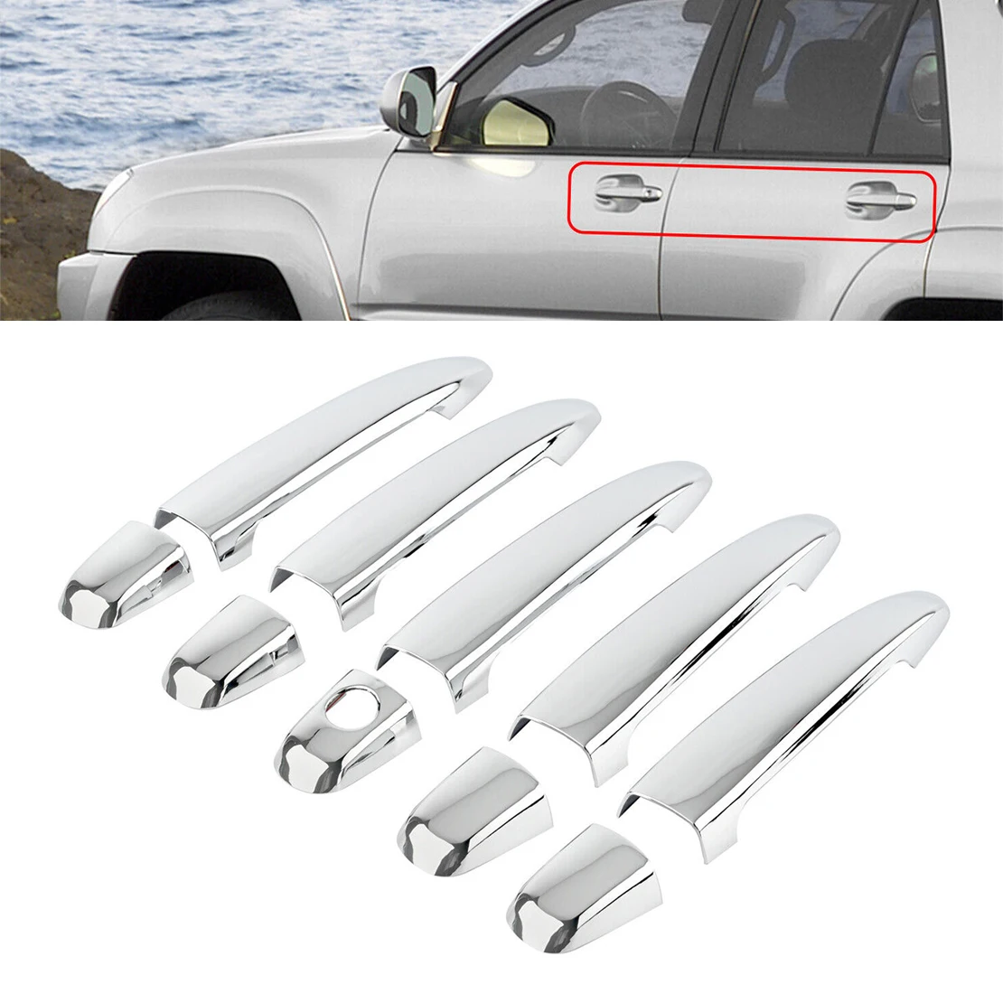 1 Set Exterior Door Handle Cover Trim Fit For Lexus GX470 Toyota Land Cruiser Prado Fj120 2003-2005 2006 2007 2008 2009 Silver