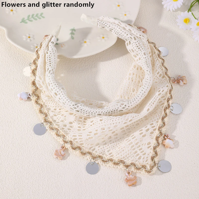 1/2pcs French Vintage Hollow Flower Headband – Lace Floral Hair Wrap for Boho Style. - view 4